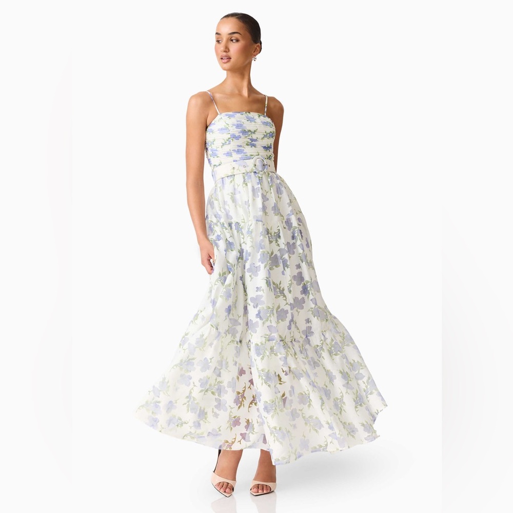 Elliatt Cleo A-line Gown in White & Blue Floral Size S NWT - Picture 2 of 9